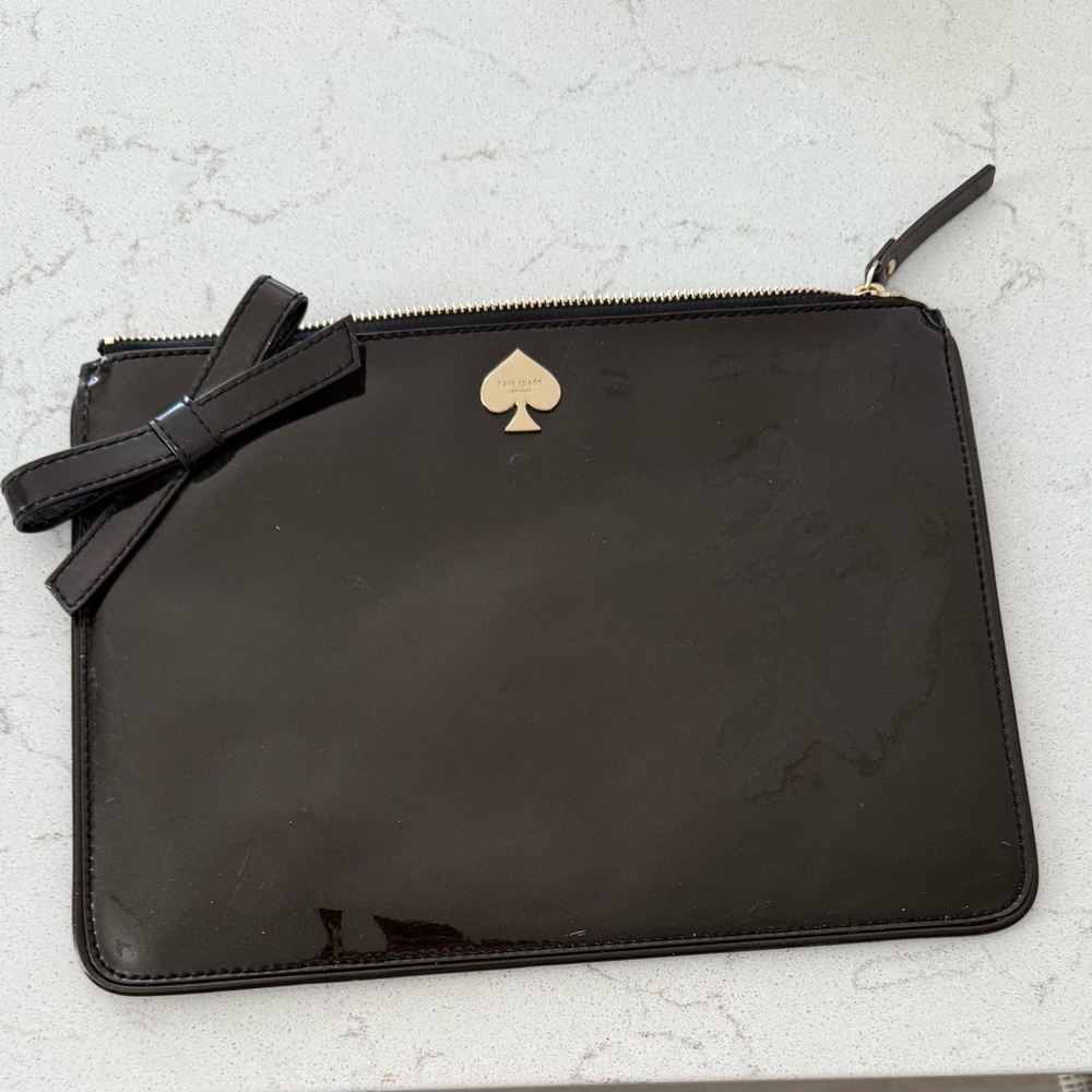 Kate Spade Brown/Burgandy Patent Leather Pouch with Bow